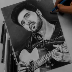 My 90-hour pencil portrait of the charismatic singer Armaan Malik. I used graphite and charcoal on 250 GSM paper to get the smooth texture of his jacket and the details of his guitar.