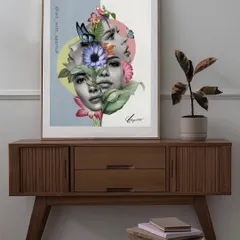 This shows how the surreal floral portrait can be framed and displayed as a piece of wall art. I provide high-resolution files perfect for printing.