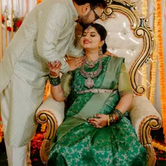 A tender moment between the parents-to-be during a traditional Sreemantham ceremony. I capture not just the rituals but also the quiet, loving interactions that make these events so special.