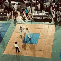 Action from the front lines. One of our Judokas in the middle of a competitive match, putting their training to the ultimate test.