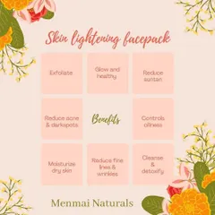 Here are all the benefits of my Skin Lightening Facepack in one place. It does everything from exfoliating and reducing sun tan to controlling oiliness and moisturizing dry skin, giving you a healthy glow.