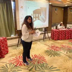 Here I am speaking at an event, sharing my story and my passion for design. For me, design is not just about aesthetics; it's about creating emotions and memories. Every project is a personal journey, crafted with love, function, and a touch of magic.