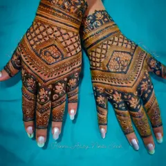 A stunning Goddhana (Roka) ceremony design. The pattern is dense yet modern, with a mix of floral and geometric elements perfect for a bride to be.