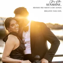 Bathed in the golden hour glow. Even with a bold, all-black theme, moments of softness and romance shine through, showing the couple's deep connection.