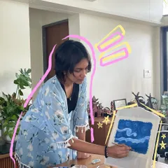 Here I am, lost in the process of painting another Starry Night piece. I'll guide you through every brushstroke so you can create your own version.