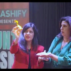 A moment of pure magic and fire with Farah Khan. I love using elements like fire to create a sense of danger and excitement. Her focus here is intense just before the magical reveal.