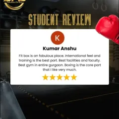 We are proud to be called the best gym in Gurgaon. This review from Kumar Anshu praises our international feel, excellent facilities, and professional training, with boxing being the core part of his positive experience.