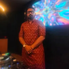 Dressed in ethnic wear for a Dussehra event. I adapt my style and music to fit the occasion, whether it's a festival, a club night, or a traditional celebration.