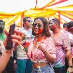 The smiles in the crowd are what it's all about. During this Holi set, the energy was electric, with everyone lost in the music and the moment.