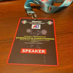 My speaker badge from the National Conference on Strength & Conditioning. I am always grateful for opportunities to connect with peers and contribute to the growth of our profession in India.