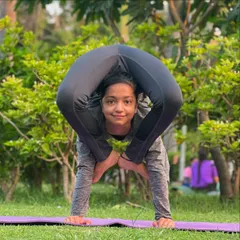 An incredible display of flexibility in this deep backbend pose. The student's focus and control show how we train the body to move beyond perceived limits.