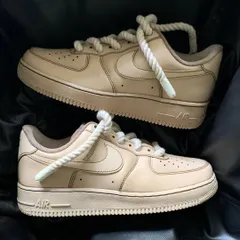 A top-down view of the coffee-toned custom Nike Air Force 1s.