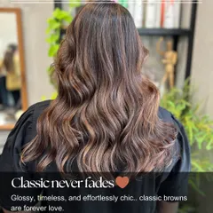 You can never go wrong with a classic. This glossy brown look is timeless, chic, and effortlessly beautiful, proving that classic shades never fade.