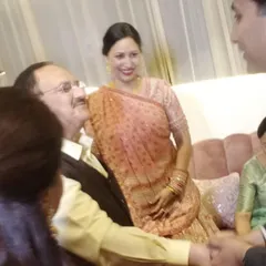 Another candid moment from the event where we had the honor of serving Mr. JP Nadda and his family. Building personal connections with our clients is a key part of our hospitality.