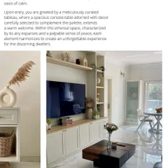 (1/3) Upon entry, you are greeted by a meticulously curated tableau. A symphony of textures and tones, this space serves as a portal to an oasis of calm.