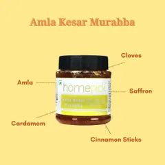 A breakdown of what goes into our Amla Kesar Murabba: amla, cardamom, cloves, saffron, and cinnamon sticks. A simple, natural, and delicious combination.