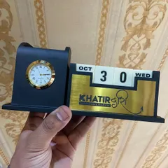 I can also customize these desk organizers with a company logo, as shown with this "Khatir Holidays" piece. It's a great way to create branded welcome kits or corporate gifts that stay on your client's desk year-round.