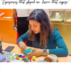 Here I am, sharing my entrepreneurial journey and love for art with customers at a special event.