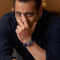 This intense close-up from the Jacob & Co campaign puts the focus squarely on the colorful, detailed watch face, using Salman Khan's star power to draw the eye directly to the product.
