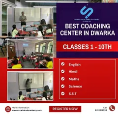 This collage provides a glimpse into our classrooms at the Dwarka centre. It shows our teachers engaging with students in small batches, ensuring personalized attention for core subjects like Maths, Science, English, Hindi, and Social Studies for Classes 1-10.