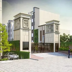 The entrance gate we designed for a housing campus in Sohna, Gurgaon. We give special attention to these features, as they serve as the formal introduction to the community and a reflection of the lifestyle within.