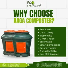 Why choose an Aaga Composter? This graphic lists the key benefits. It's a smart, low-maintenance, and waste-wise solution for any home looking to start its zero-waste journey.