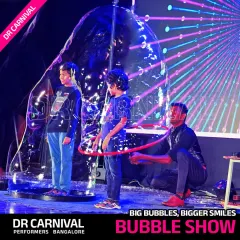 Nothing brings out pure joy like our giant bubble show. We create massive, shimmering bubbles that can even fit kids inside, making for perfect photo opportunities and unforgettable memories at birthday parties and family events.
