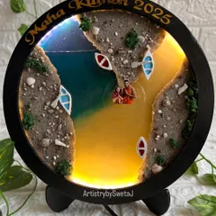 This piece holds something truly sacred: actual Ganga Jal and sand from the Triveni Sangam. I designed it with a backlight to give the holy water a divine glow, creating a piece that brings the spiritual energy of the Maha Kumbh right into your home. It’s an honor to preserve faith in this way.