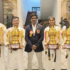 We celebrate success at every level. Here are our Grand Championship winners from the 10th United Cup 2024, proudly displaying their trophies. This represents the pinnacle of achievement in both Kata and Kumite for our senior athletes.