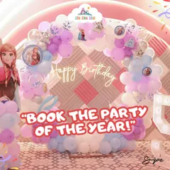Let it go and party! We bring magical worlds like Disney's Frozen to life with our super-duper themed decorations. This beautiful balloon arch and backdrop created the perfect winter wonderland for a special birthday celebration.