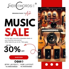 An example of one of our music sales, offering significant discounts on a wide range of instruments and gear.