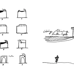 Our design process for the skylights at DUA Villa began with simple sketches. We explored various forms and sections to understand how they would channel daylight and create the ethereal play of light we envisioned for the interiors.