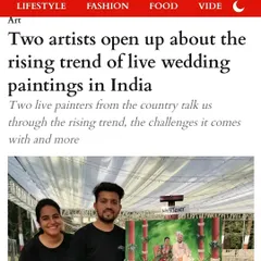 A feature in Indian Express's Indulge magazine where we talked about the rising trend of live wedding paintings in India.