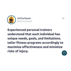 Every person is different, so every fitness program must be different. I tailor my plans to your unique needs and goals to maximize results and minimize injury risk.