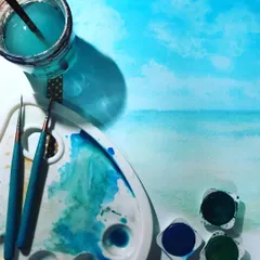Invited the ocean to my desk today. A simple watercolor painting to bring a sense of calm and vastness into my space.