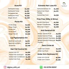 A more detailed look at my product kits. You can find solutions for acne, pores, lip pigmentation, hair loss, and more. All prices are affordable because good care should be for everyone.