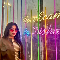 Posing by my "Face Scam by Disha" neon sign at the Indian Sneaker Festival. It was such a blast, and we had queues all day!