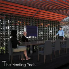 This is a render of The Meeting Pods, an innovative concept for an outdoor office space. I used a living green wall as a jali screen to provide natural cooling and a connection to nature, reimagining the modern workplace as a healthier, more inspiring environment.