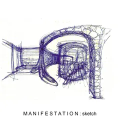 An exploratory sketch, where lines and forms are used to investigate the dynamic potential of a space.