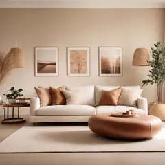 Revamp your living room with our pro tips! This image showcases a warm, earthy palette. Thoughtful design choices, from selecting the perfect furnishings to adding finishing touches, can elevate your space.