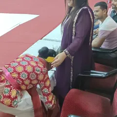 A moment of respect and tradition, as a young performer seeks blessings. Being part of these events as judges is a true privilege.