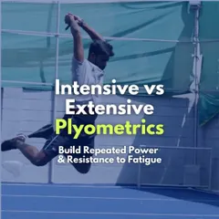 This graphic introduces the concept of intensive versus extensive plyometrics. It explains how balancing both types of training is essential to build repeated power and develop resistance to fatigue, a core principle in our program design.
