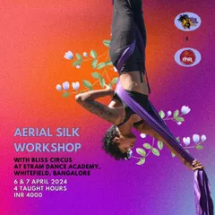We frequently partner with guest instructors, like Bliss Circus Goa, for specialized workshops. This poster for an Aerial Silk workshop shows our commitment to being a hub for unique fitness arts.