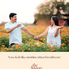 A beautifully composed shot from the flower field series, with a quote that enhances the romantic mood. This type of image is perfect for sharing as a digital "save the date" or just as a beautiful memory.