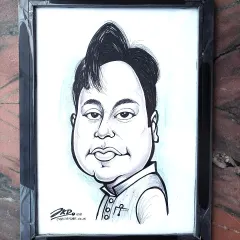 This framed caricature was a thoughtful gift from a wife to her husband. It's a simple, elegant, and personal way to show your love.