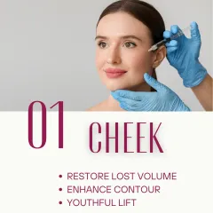 Fillers are not just for lips. As shown here, I use dermal fillers to restore lost volume in the cheeks. This enhances the contour of the face and provides a subtle, youthful lift.