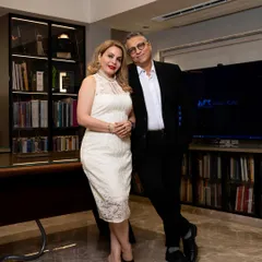 A photo with my wife and Director of Interior Design, Mahnaz Tafti Kabul. Her expertise in blending contemporary elements with timeless aesthetics has been invaluable to our firm's success in hospitality, residential, and commercial interiors.