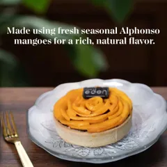 Our handcrafted Mango Tart, made with fresh seasonal Alphonso mangoes for a rich, natural flavor. The buttery crust and elegant mango swirl make it a true taste of summer.