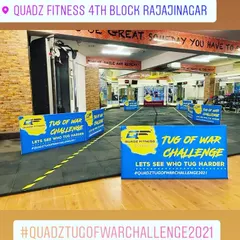 A view from the entrance of our Rajajinagar branch, all set for the Tug of War Challenge. We transform the entire gym floor to host these special events, creating an electric atmosphere for both participants and spectators.