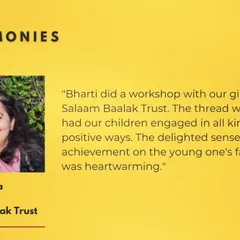 I was so touched to receive this testimonial from the trustee of Salaam Baalak Trust. Seeing the delighted sense of achievement on the children's faces was truly heartwarming for me too.